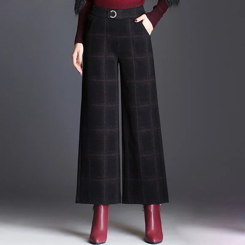 Plaid Wide-Leg Trouser