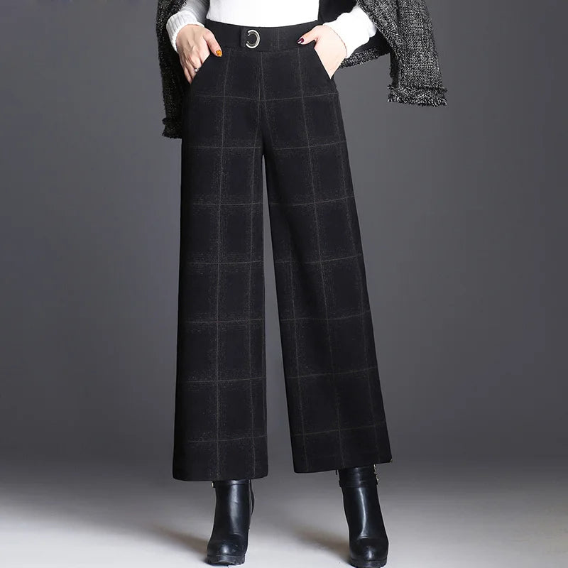 Plaid Wide-Leg Trouser