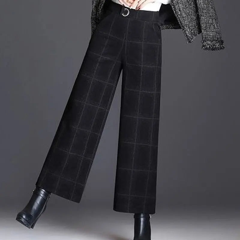 Plaid Wide-Leg Trouser
