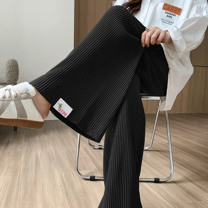 Ribbed Wide-Leg Pants