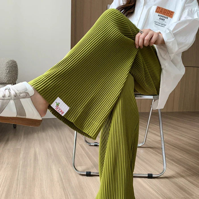 Ribbed Wide-Leg Pants
