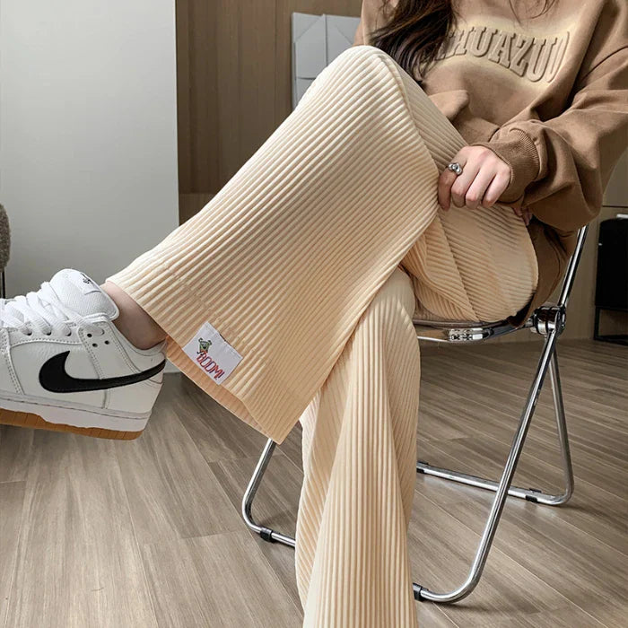 Ribbed Wide-Leg Pants